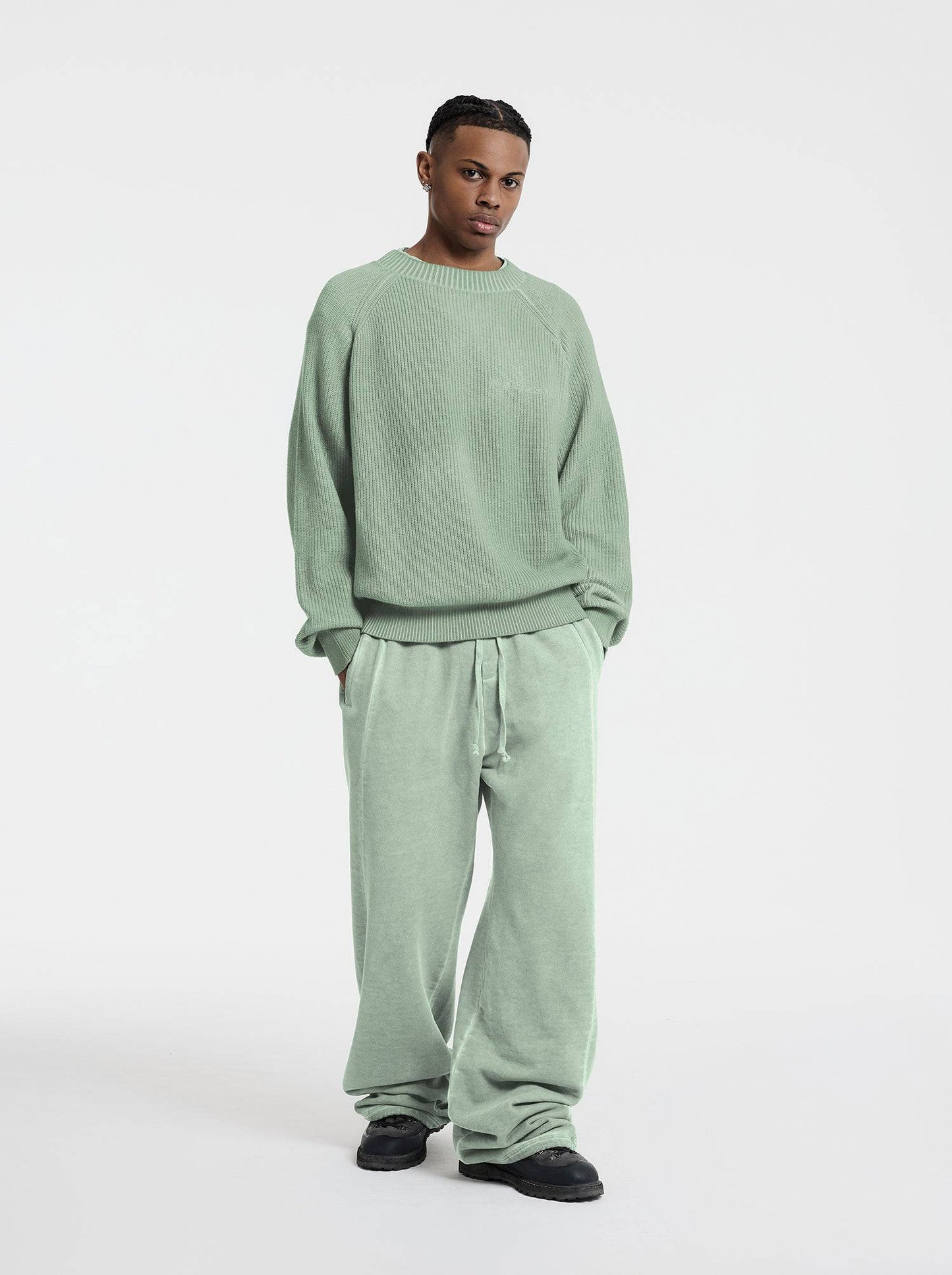 WASHED LINE - KNITSWEATER - MUTE GREEN - Moonlight Mansion
