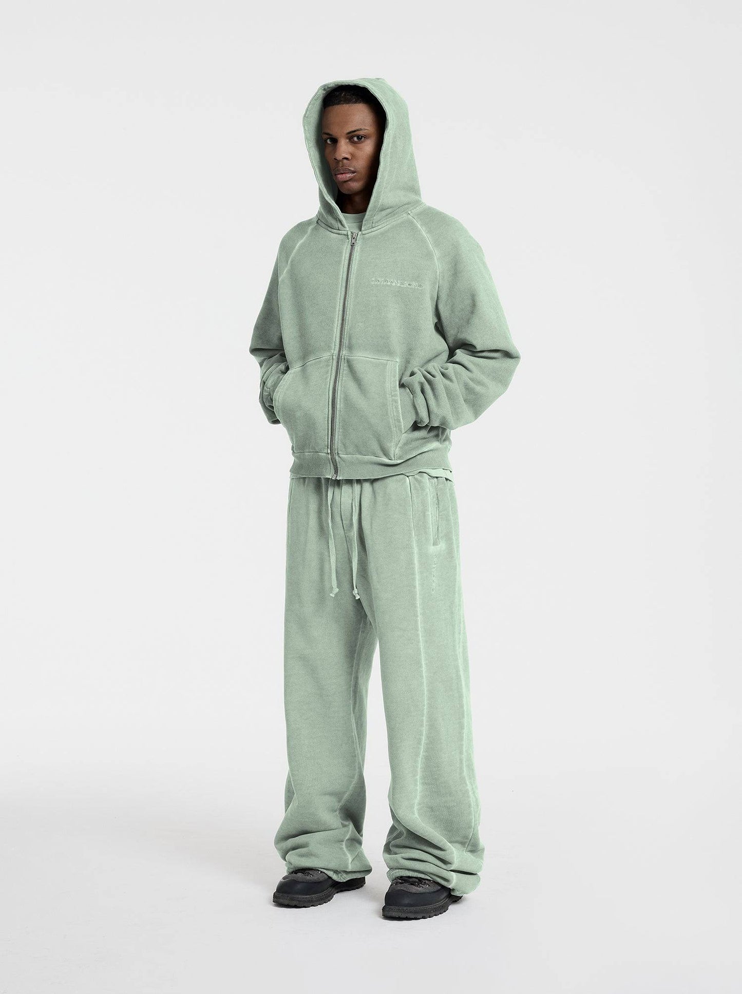 WASHED LINE - ZIP-UP - MUTE GREEN - Moonlight Mansion