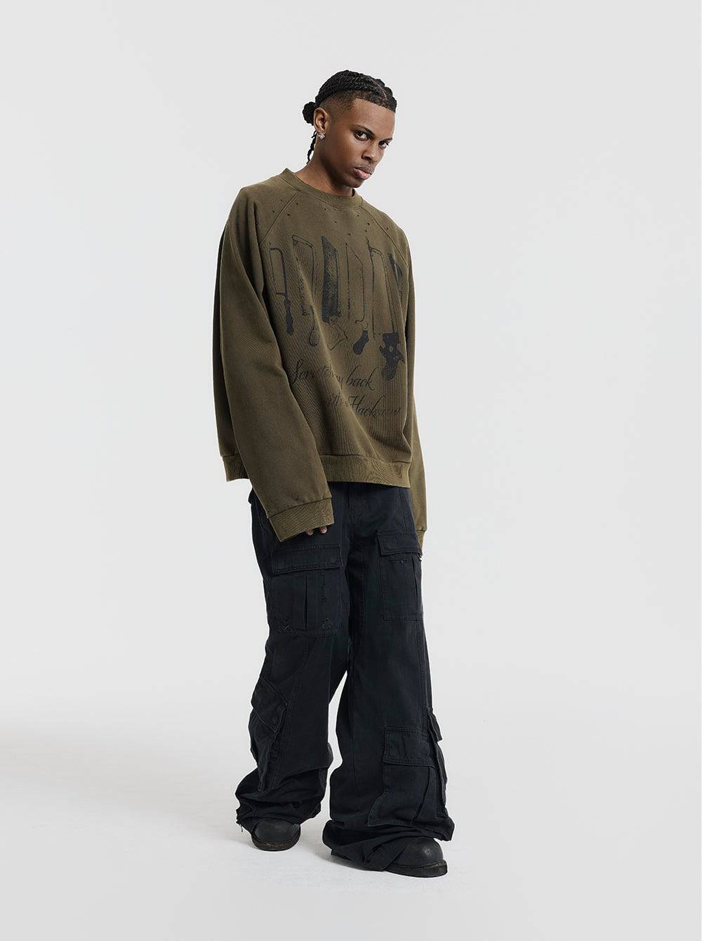 Hacksaw Sweater - Military Green - Moonlight Mansion