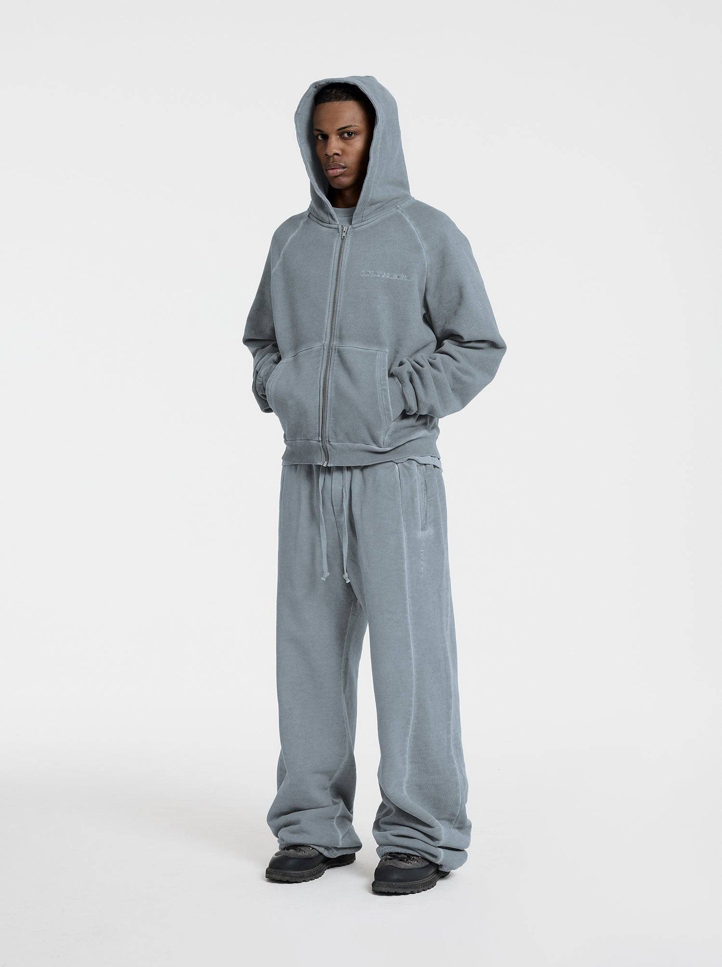 WASHED LINE - ZIP-UP - DUST BLUE - Moonlight Mansion