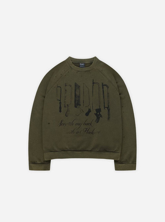 Hacksaw Sweater - Military Green - Moonlight Mansion