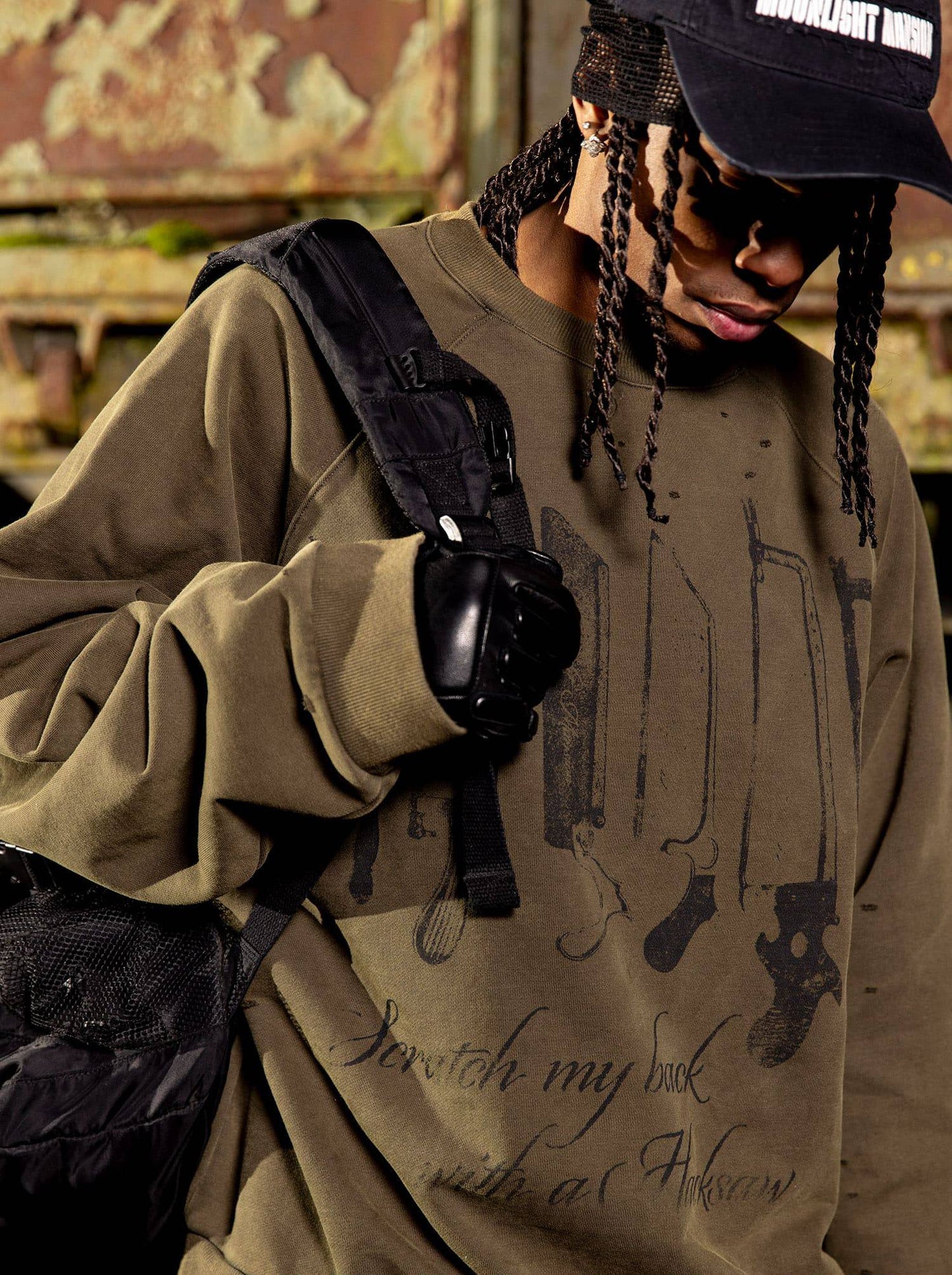 Hacksaw Sweater - Military Green - Moonlight Mansion
